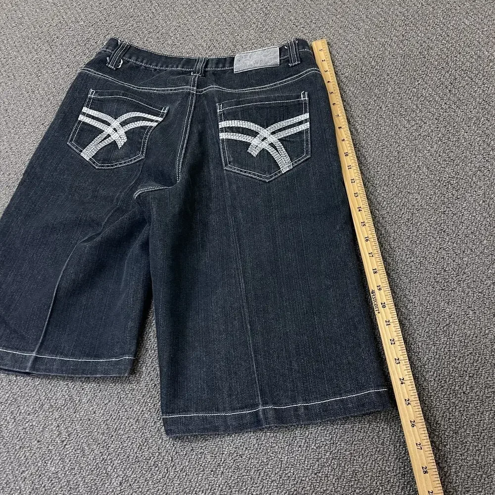 Raw Blue Shorts Mens Size 32 Denim Y2K Hiphop Baggy - Picture 10 of 13
